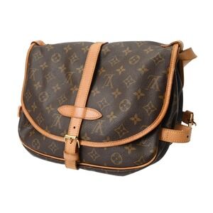 Louis Vuitton Saumur Shoulder Monogram Canvas Brown Bag